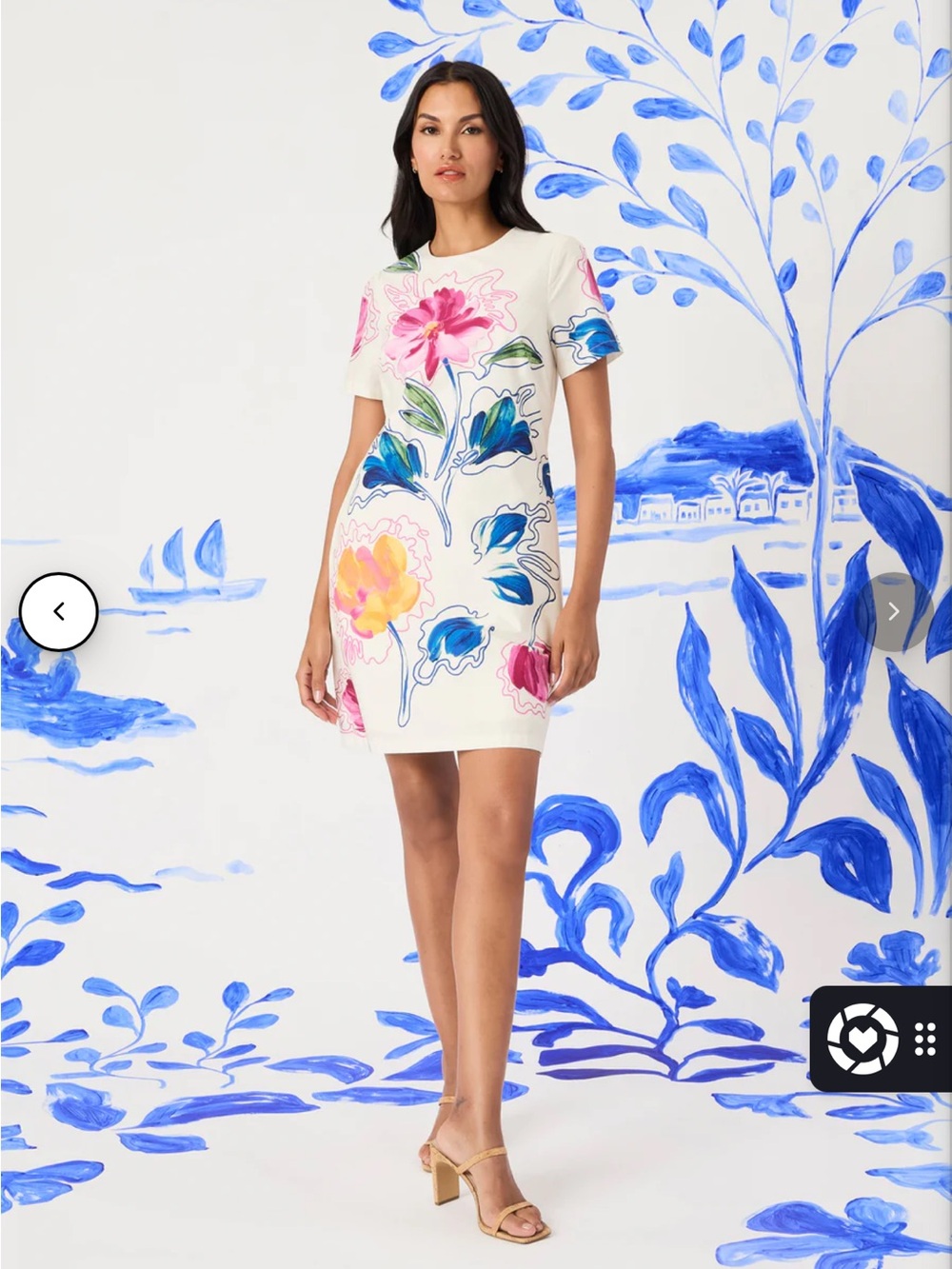 Maggy London Honor White Mini Dress with Multicolor Floral Print - NWT